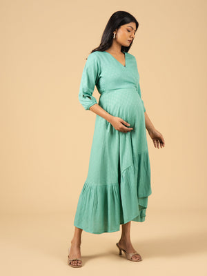 Mint Muse Maternity Wrap Dress - S Maternity Casual Dress
