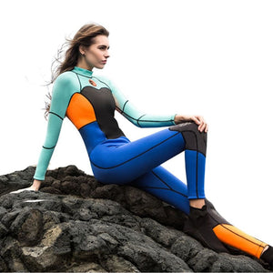 Mint Orange Cobalt Full Length Scuba Swimsuit 1.5mm Neoprene Swimwear for water adventures for Teens and Adults - XS Swim
