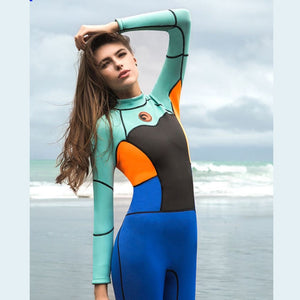 Mint Orange Cobalt Full Length Scuba Swimsuit 1.5mm Neoprene Swimwear for water adventures for Teens and Adults - XS Swim