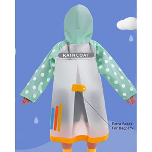 Mint Polka Dots long style Raincoat for kids - 2 - 3 Years Monsoon Wear