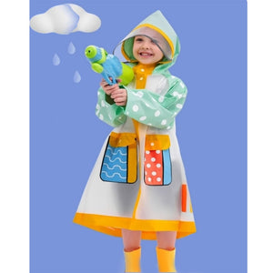 Mint Polka Dots long style Raincoat for kids - 2 - 3 Years Monsoon Wear