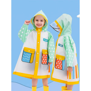 Mint Polka Dots long style Raincoat for kids - 2 - 3 Years Monsoon Wear
