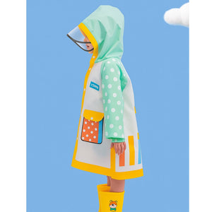 Mint Polka Dots long style Raincoat for kids - 2 - 3 Years Monsoon Wear