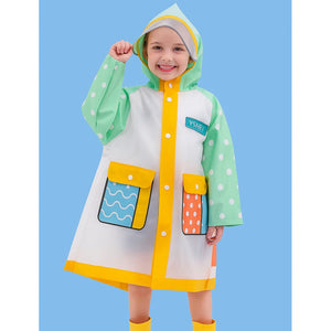 Mint Polka Dots long style Raincoat for kids - 2 - 3 Years Monsoon Wear
