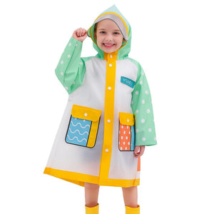 Mint Polka Dots long style Raincoat for kids - 2 - 3 Years Monsoon Wear