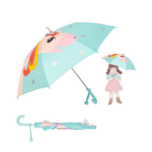 Mint Unicorn Big Face Umbrella for Kids, 5yrs - 10yrs - Monsoon Wear