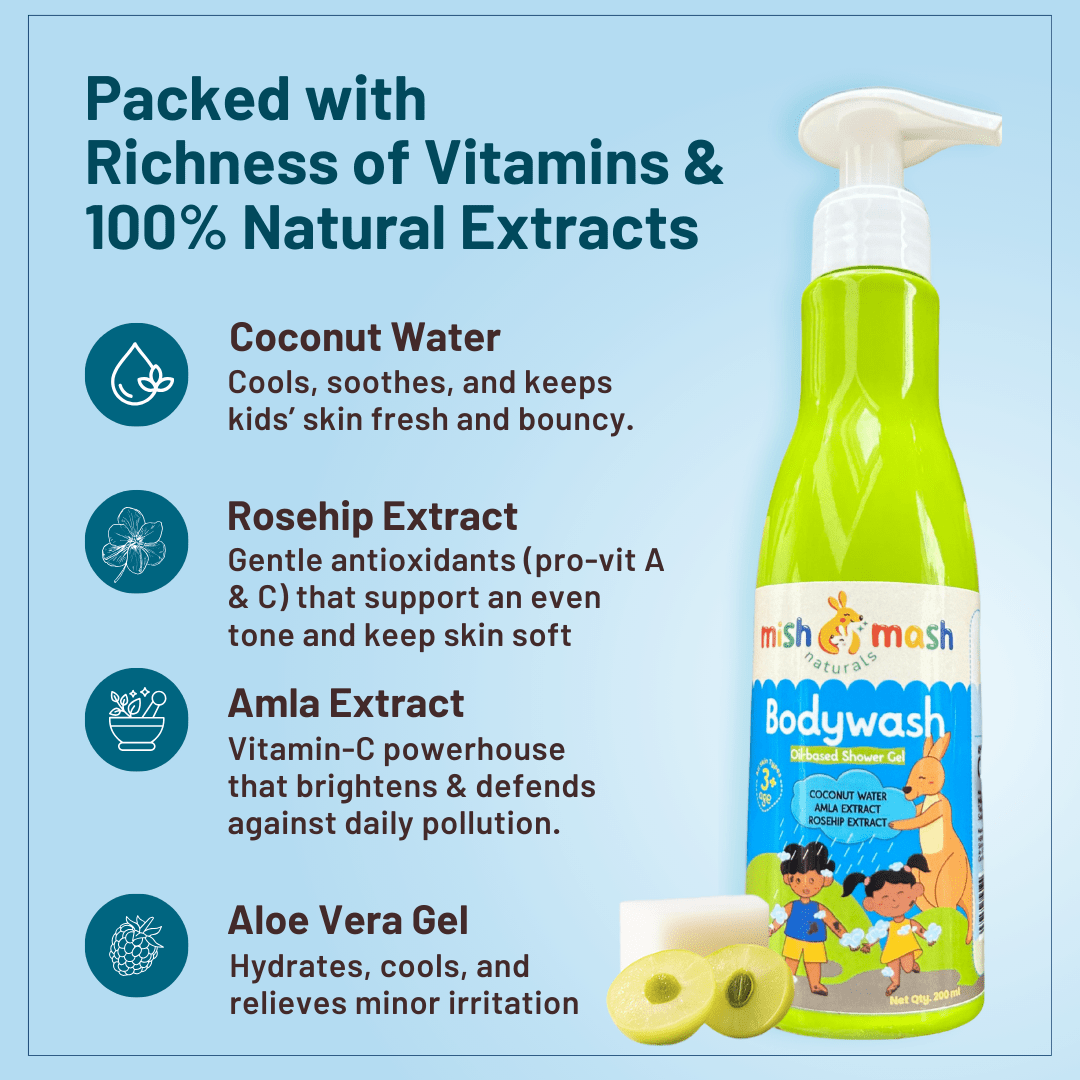 Mishmash Naturals Oil - Based Shower Gel – Nourishing Ayurvedic Bath - Kids Body wash