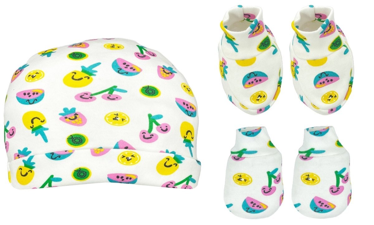 Mittens, Booties And Cap Set- Berry Bites - MBC-AO-BRYBT