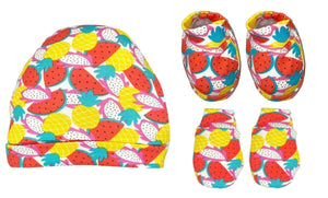 Mittens, Booties And Cap Set- Fruitilicious - MBC-AO-FRTLI