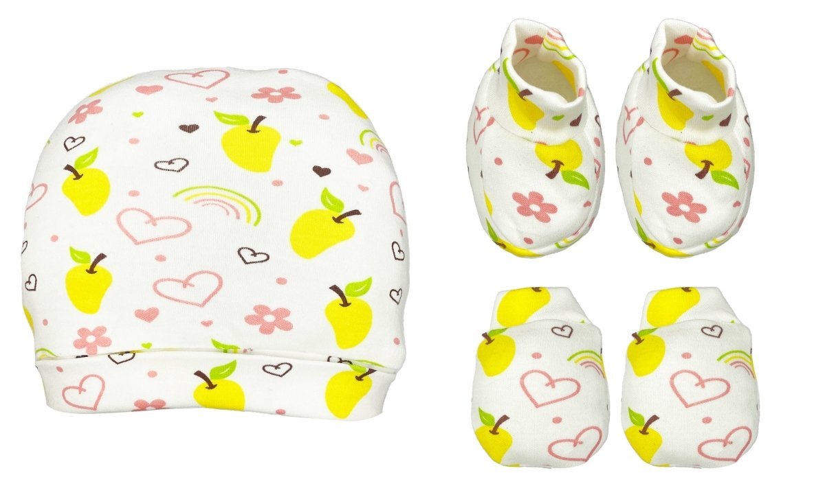 Mittens, Booties And Cap Set- Mango Mia - MBC-AO-MGMIA