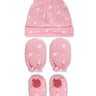 Mittens Booties and Cap set - Pink Stars - Ride a Unicorn - Onesize Mittens, Booties and Cap set