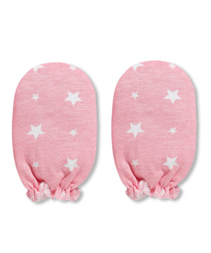 Mittens Booties and Cap set - Pink Stars - Ride a Unicorn - Onesize Mittens, Booties and Cap set