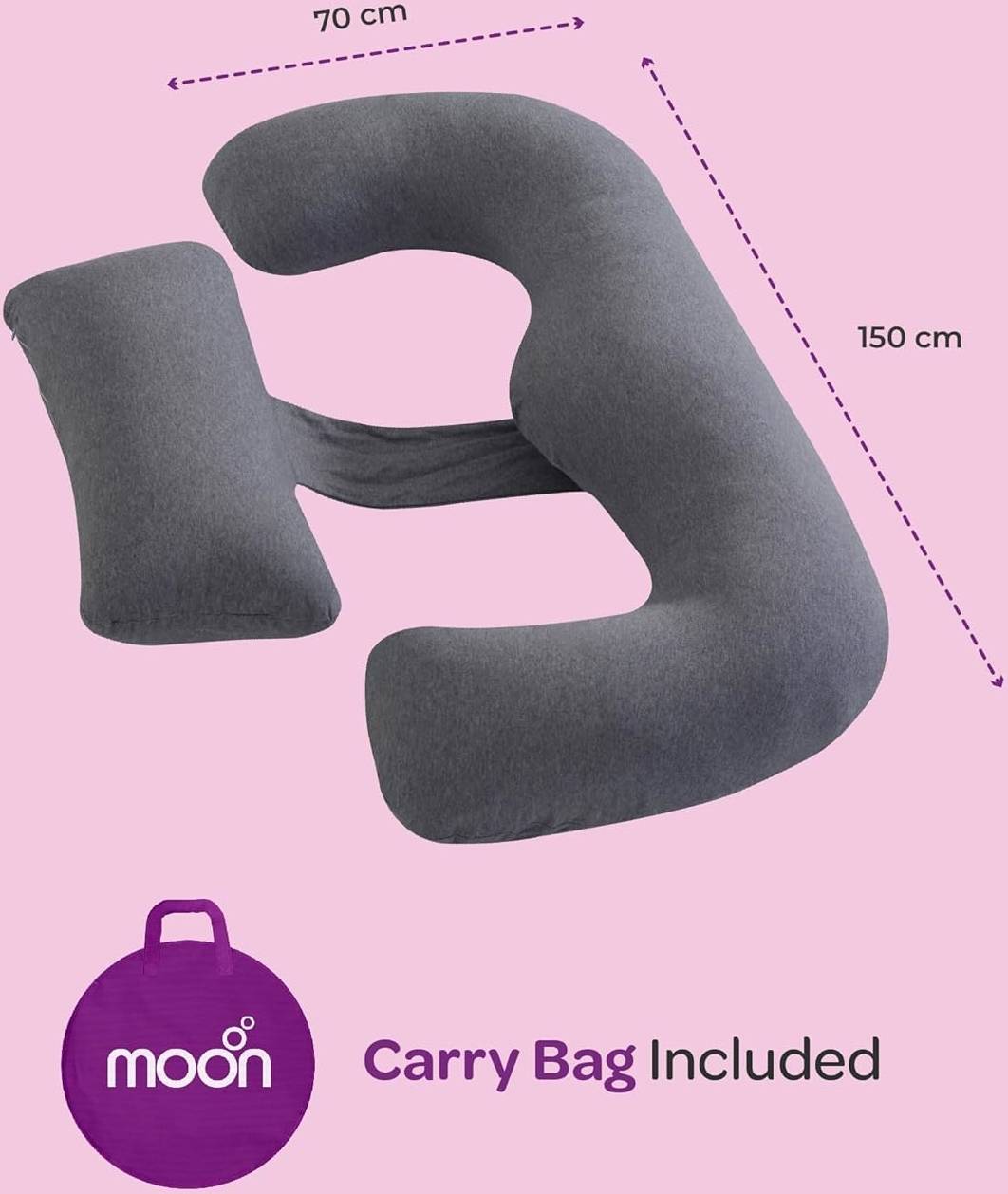 Moon Organic Multi Position Maternity Pillow with Detachable back support Maternity Accessories Grey Adult
