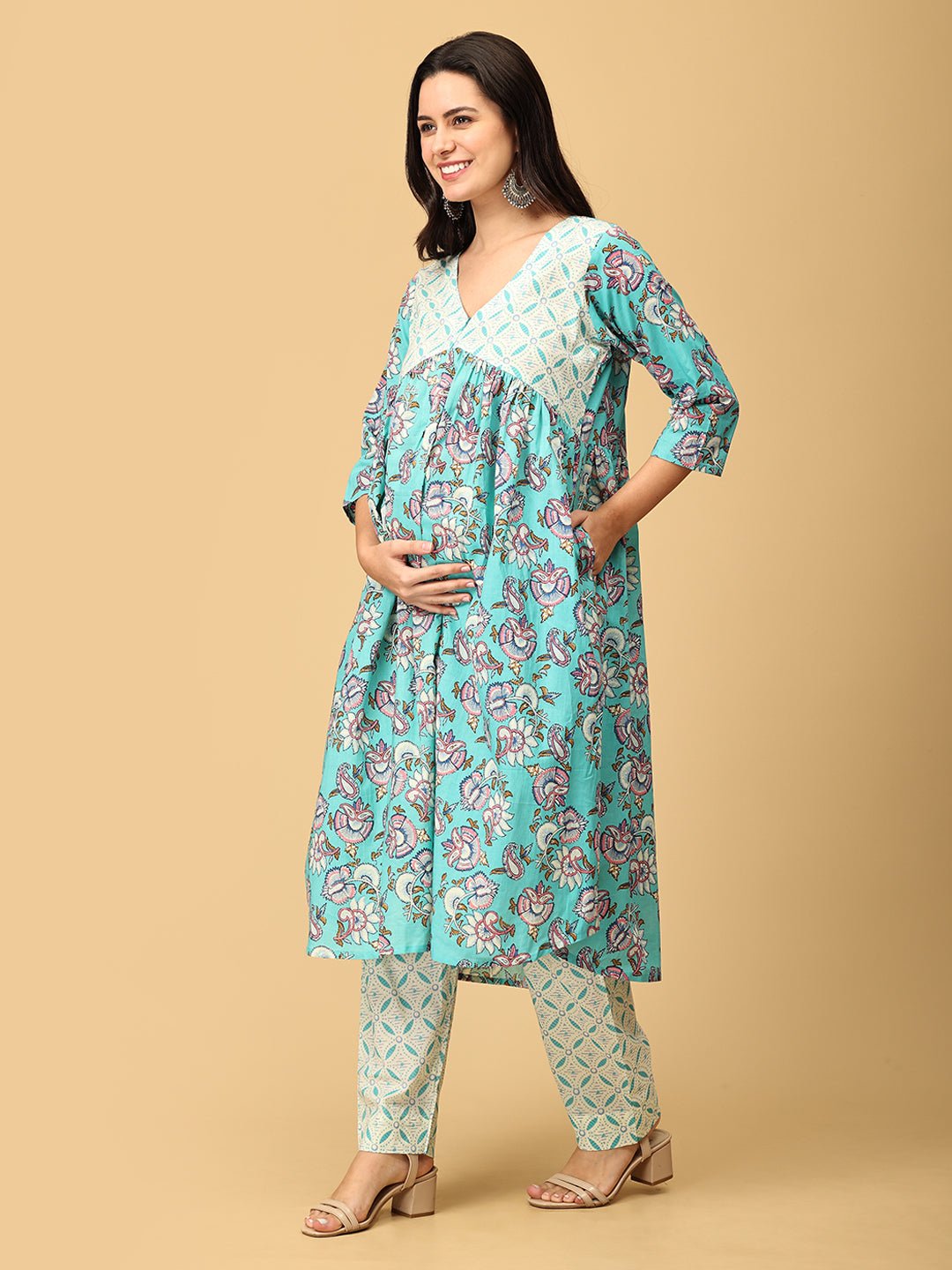 Mohini Manohari Maternity and Nursing Kurta Set With Dupatta - MEW - SK - MOHM - S