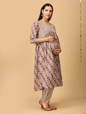 Mokshita Maternity and Nursing Kurta Set With Dupatta - MEW - SK - MKSH - S