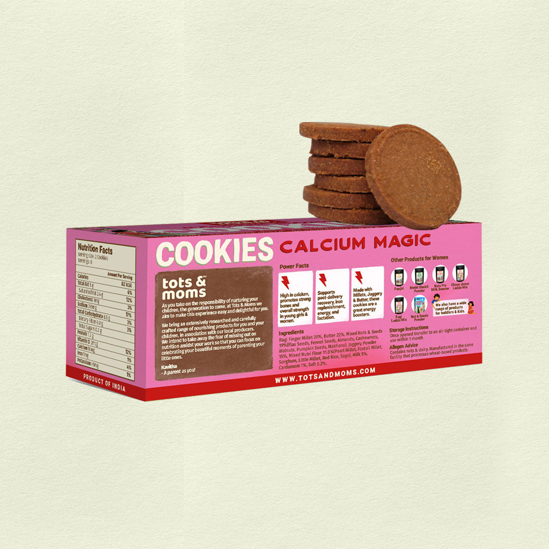 Tots & Moms  Cookies | Mighty Iron | Calcium Magic | Pack of 2 - 150g each