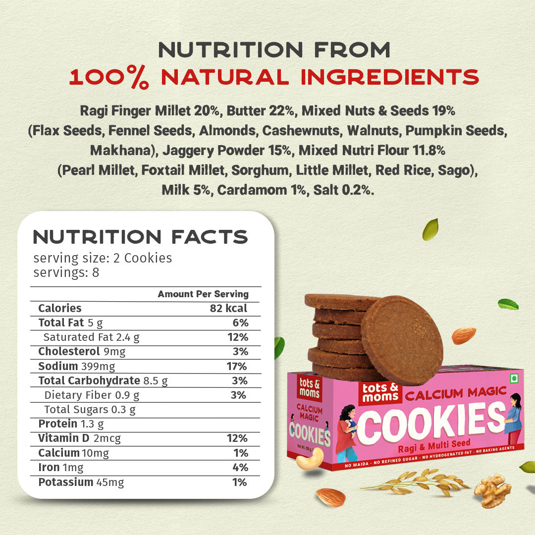 Tots & Moms  Cookies | Mighty Iron | Calcium Magic | Pack of 2 - 150g each
