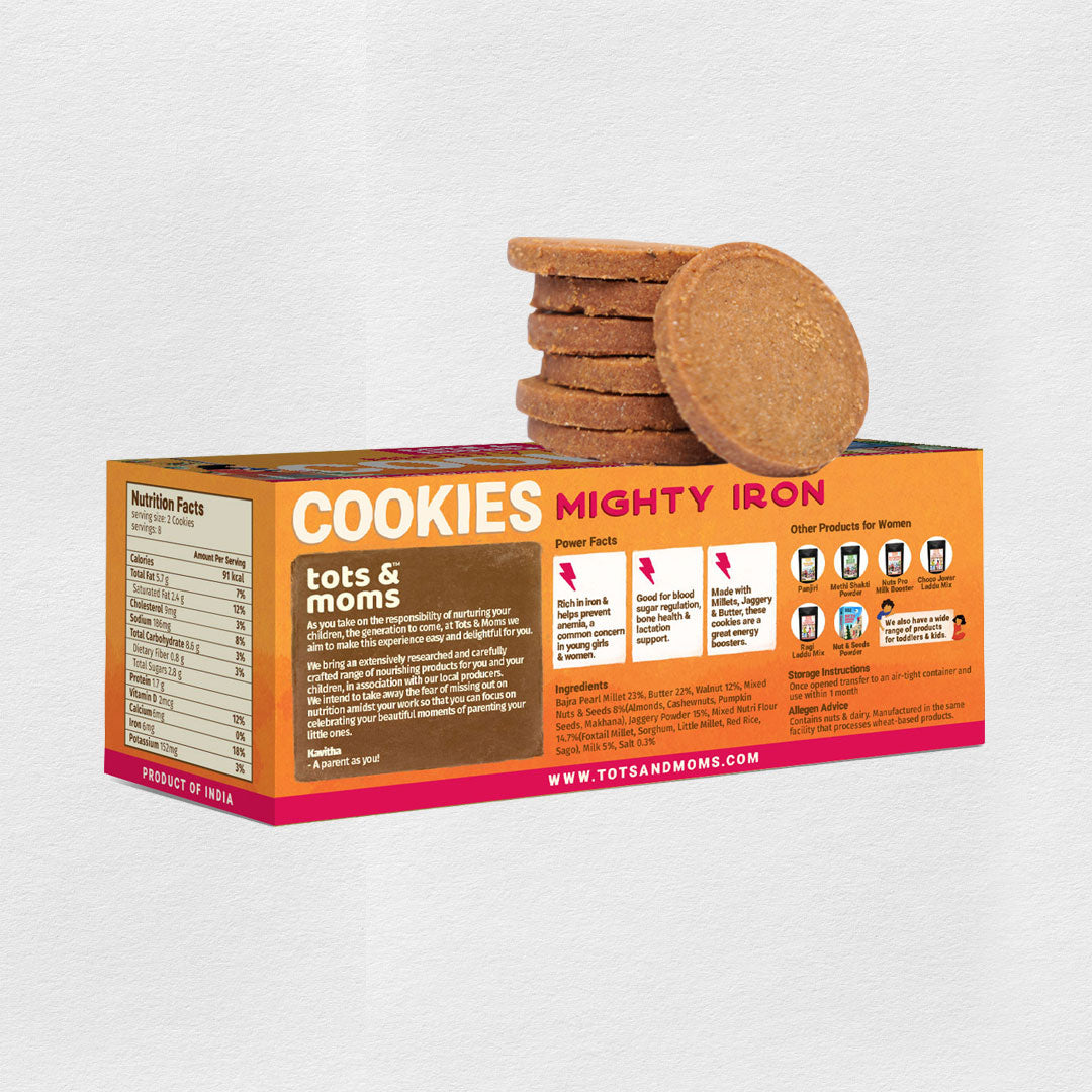 Tots & Moms  Cookies | Mighty Iron | Calcium Magic | Pack of 2 - 150g each