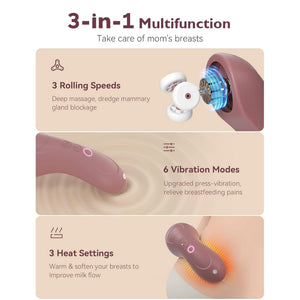 Momcozy 3 - in - 1 Kneading Lactation Breastfeeding Massager Maternity Accessory Maroon - LM012 - CV00BA