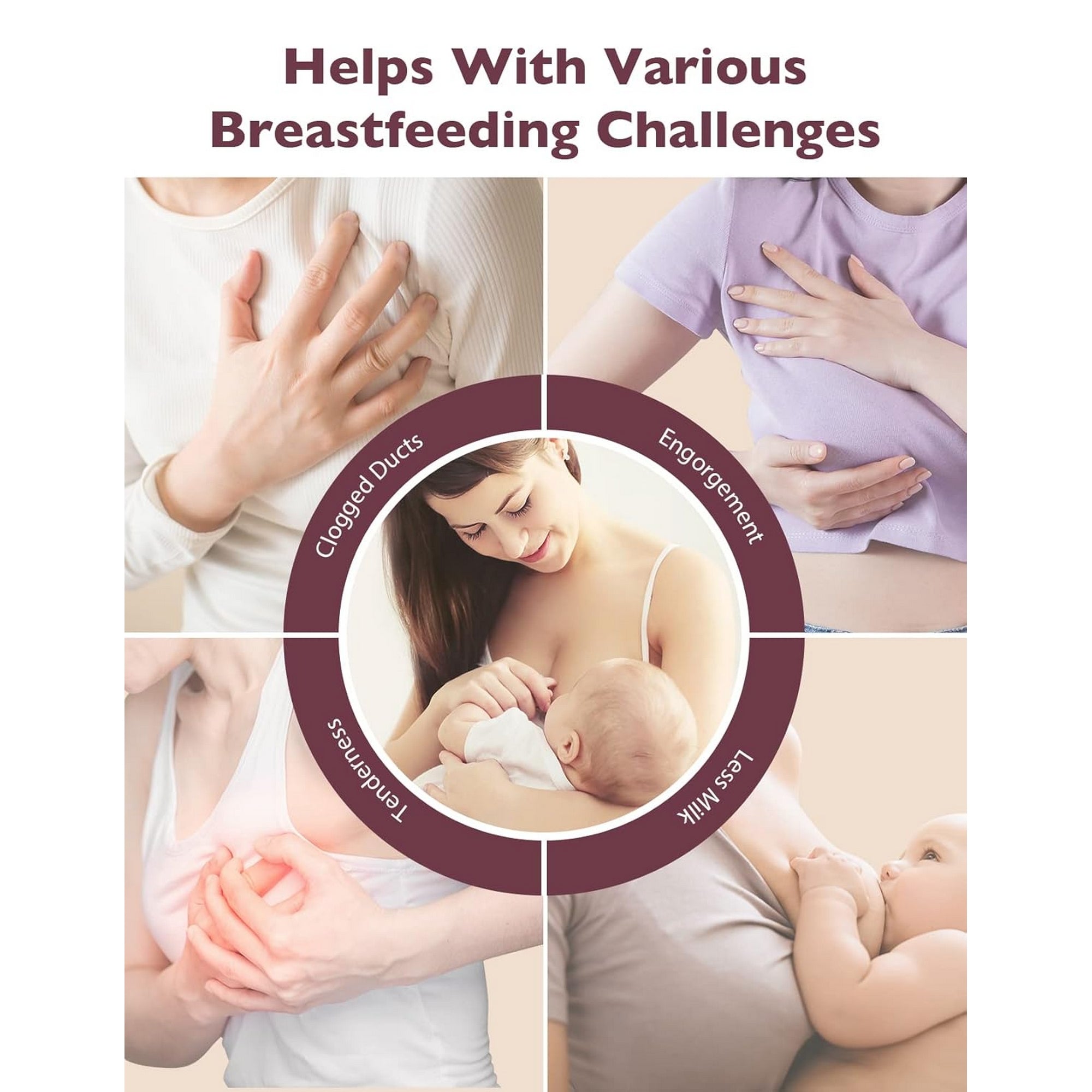 Momcozy 3 - in - 1 Kneading Lactation Breastfeeding Massager Maternity Accessory Maroon - LM012 - CV00BA