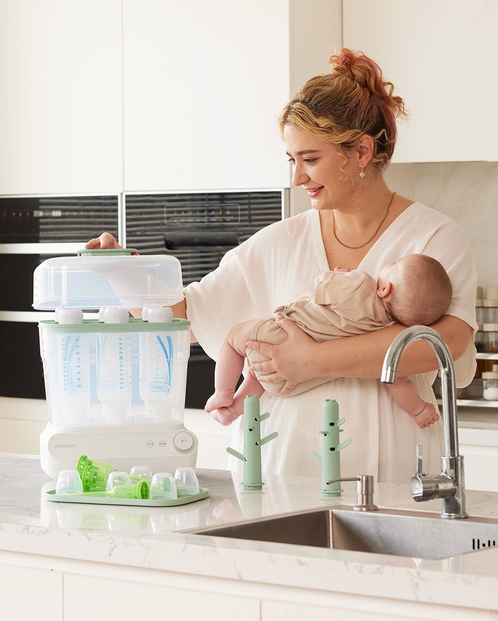 Momcozy 3 Layers Large Bottle Sterilizer and Dryer - Bottle Sterilizer
