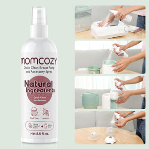 Momcozy Breastfeeding Access Portable Breast Pump Cleaner Spray - 200 Count White - Breast Pump Accessories