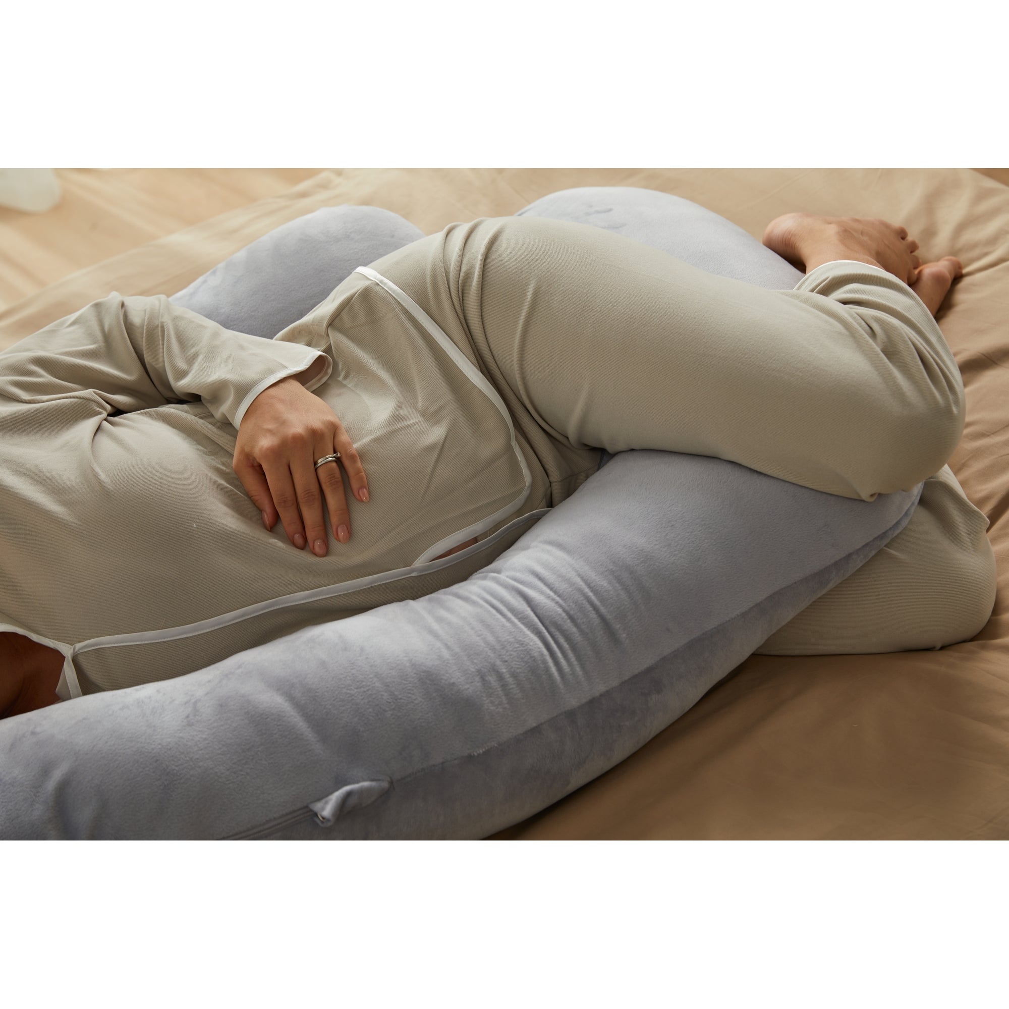 Momcozy G Shaped Cooling Fabric Pregnancy Pillow Maternity Accessory White - PP102 - GR00NB