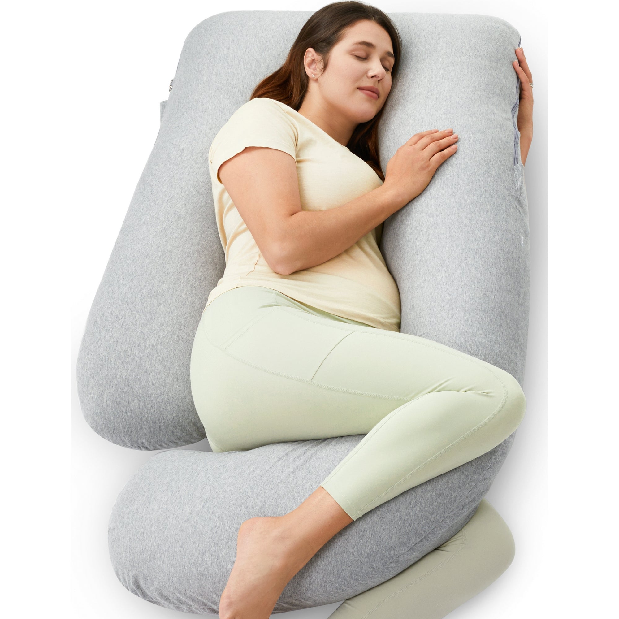 Momcozy G Shaped Cooling Fabric Pregnancy Pillow Maternity Accessory White - PP102 - GR00NB