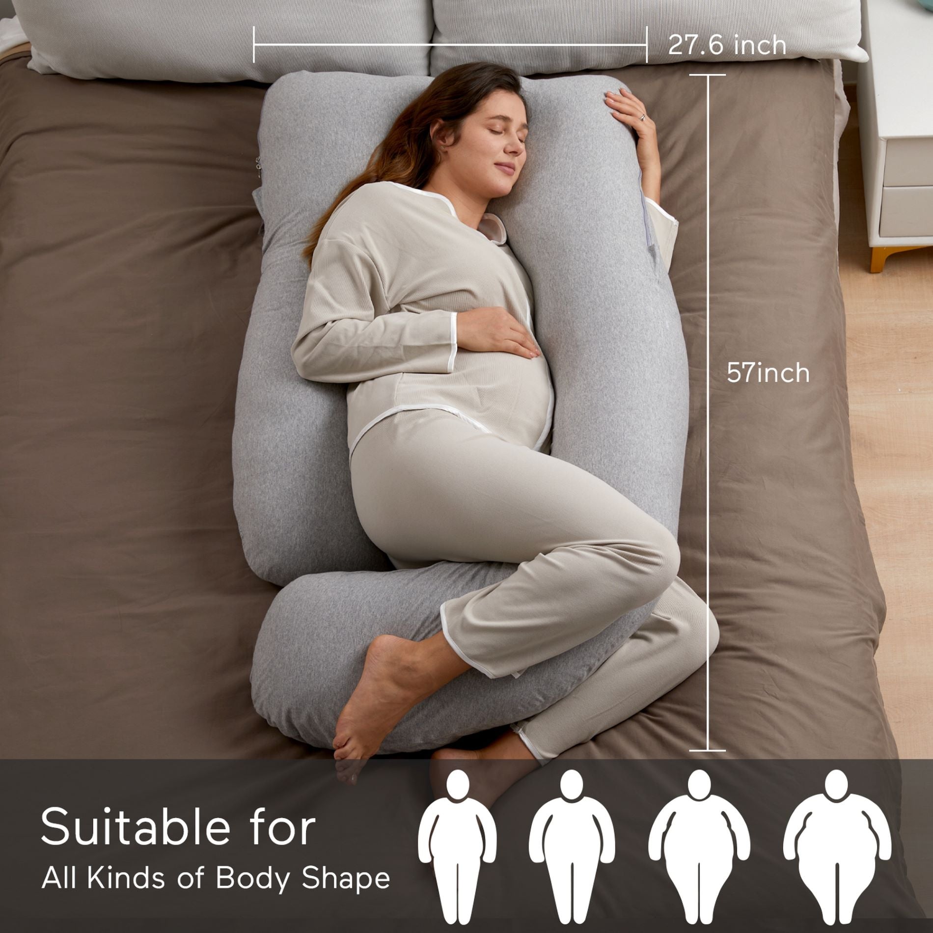 Momcozy G Shaped Cooling Fabric Pregnancy Pillow Maternity Accessory White - PP102 - GR00NB