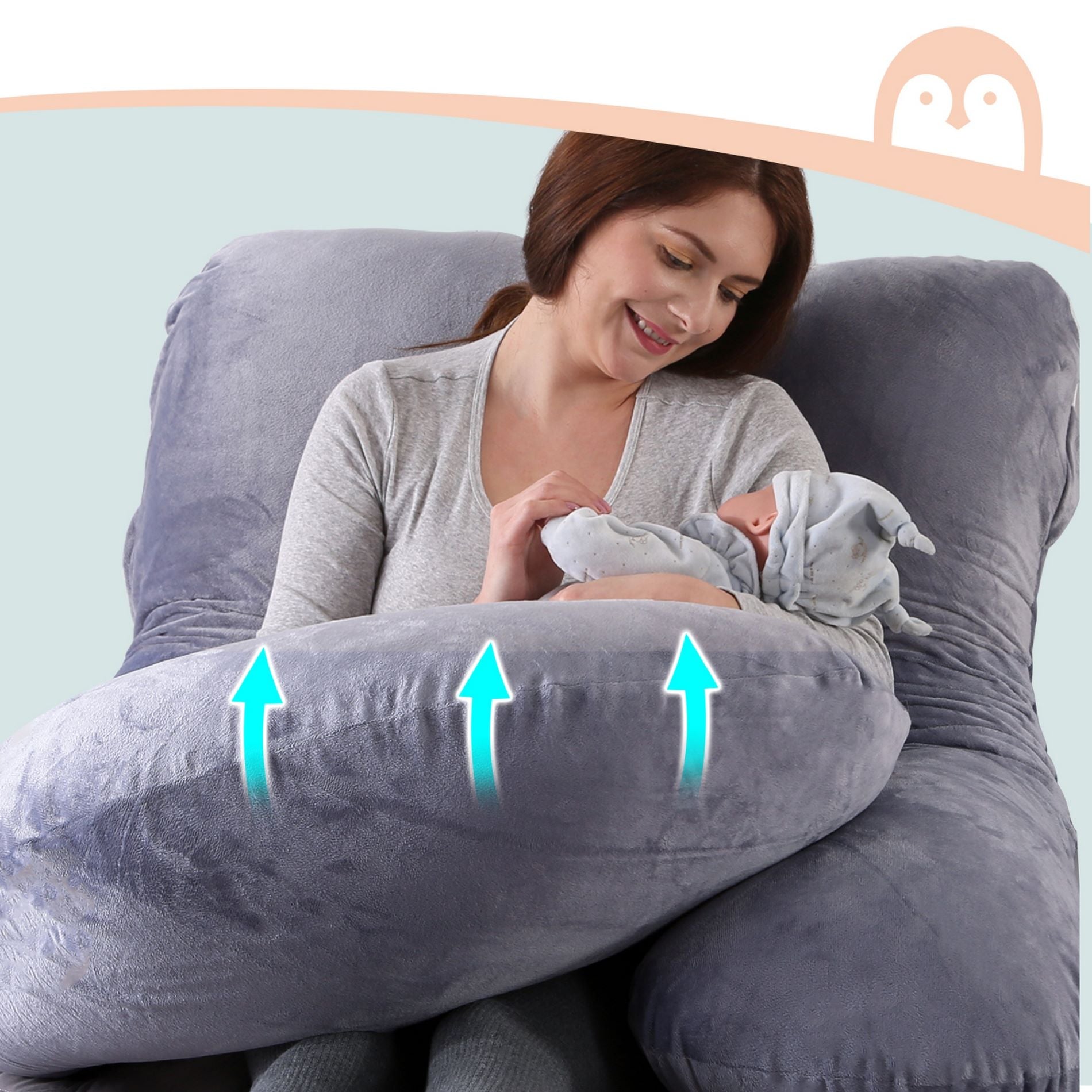 Momcozy G Shaped Pregnancy Pillow Maternity Accessory Grey - PP101 - GR00NB