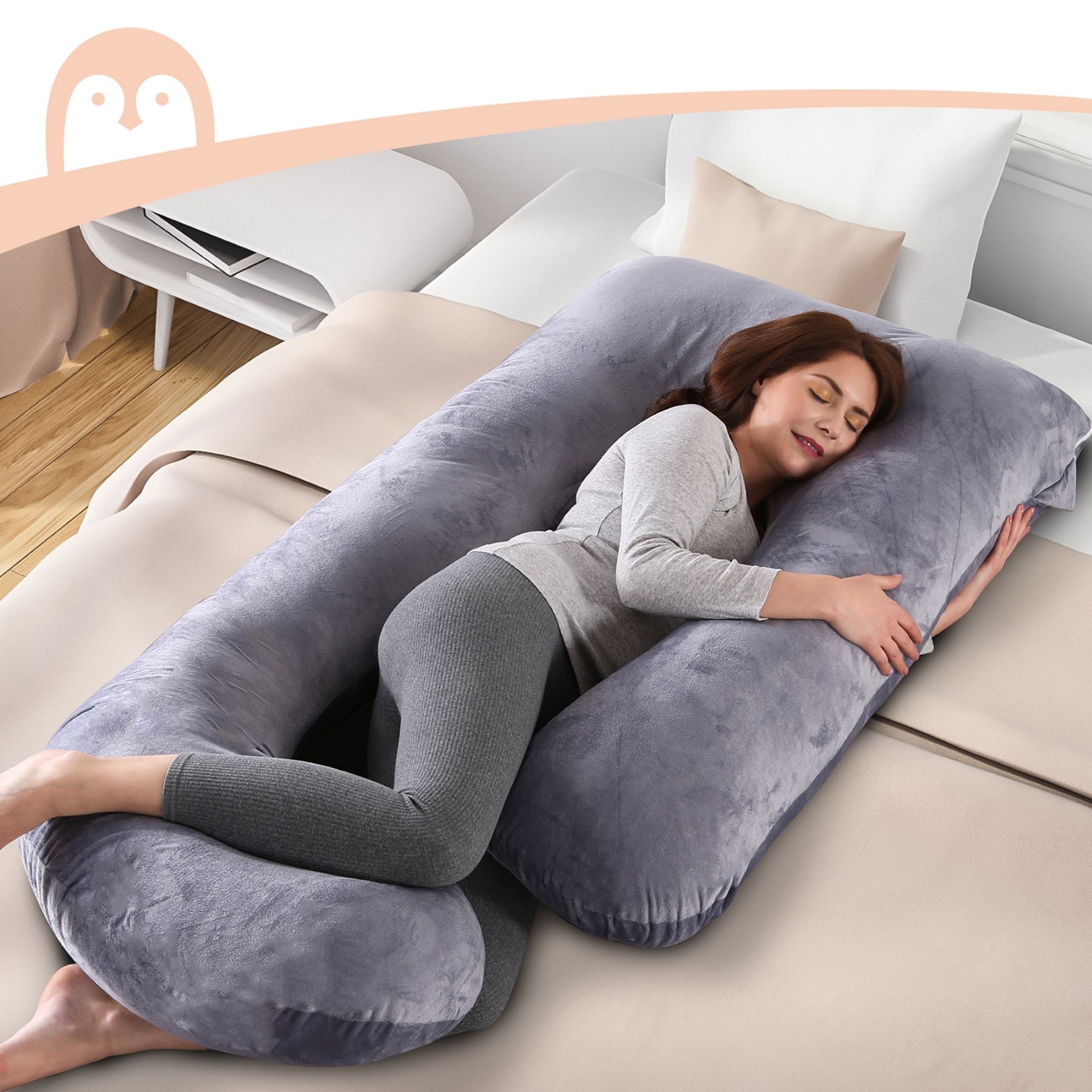 Momcozy G Shaped Pregnancy Pillow Maternity Accessory Grey - PP101 - GR00NB