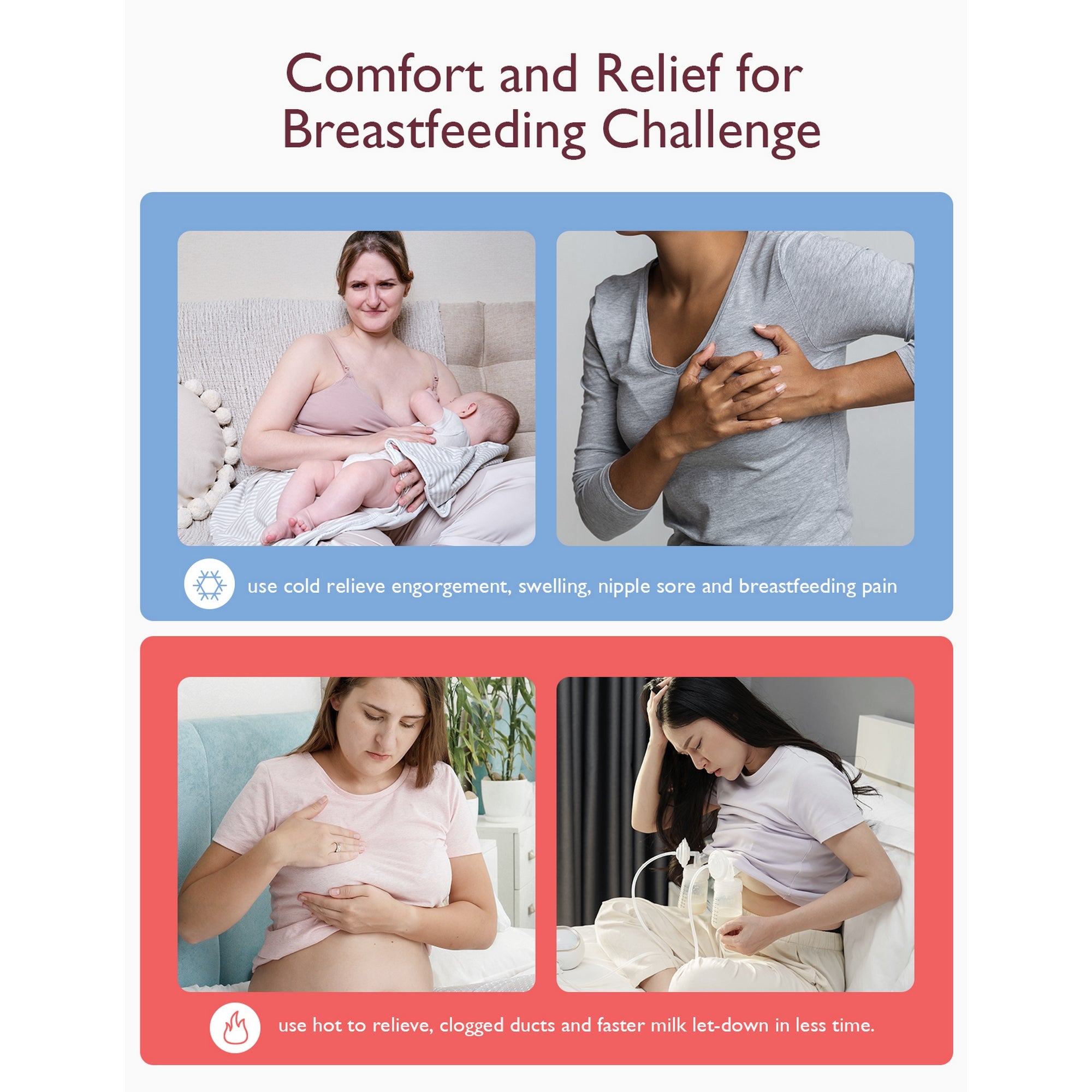 Momcozy Large Reusable Breast Therapy Hot & Cold Breast Pad Maternity Accessory Pink - BF008 - NA00NB