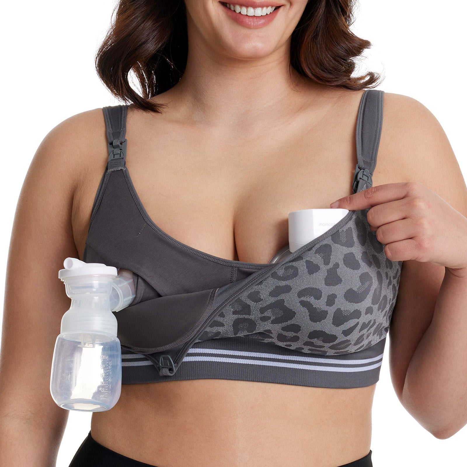 Momcozy Maternity Accessory 4 - in - 1 Hands - Free Pumping Bra - Leopard - S Maternity Bra