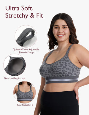 Momcozy Maternity Accessory 4 - in - 1 Hands - Free Pumping Bra - Leopard - S Maternity Bra