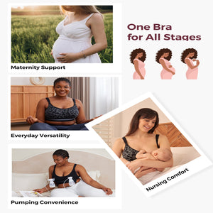 Momcozy Maternity Accessory 4-in-1 Hands-Free Pumping Bra-Leopard Black - M Maternity Bra