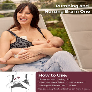 Momcozy Maternity Accessory 4-in-1 Hands-Free Pumping Bra-Leopard Black - M Maternity Bra