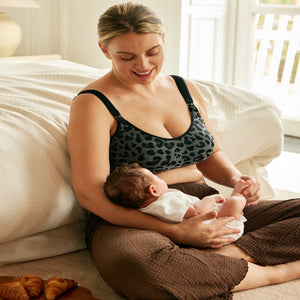 Momcozy Maternity Accessory 4-in-1 Hands-Free Pumping Bra-Leopard Black - M Maternity Bra