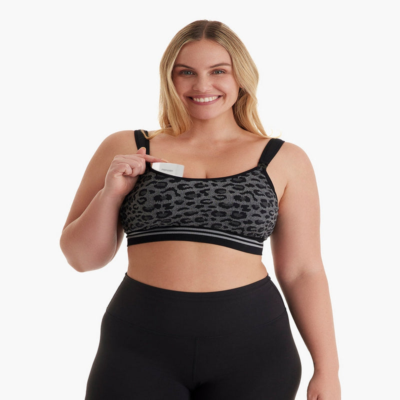 Momcozy Maternity Accessory 4-in-1 Hands-Free Pumping Bra-Leopard Black
