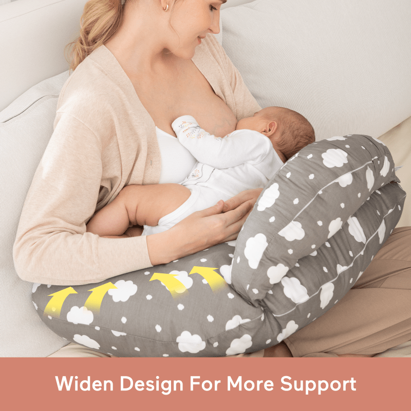 Momcozy Maternity Accessory Adjustable Nursing Pillow Grey & White - Maternity Pillow