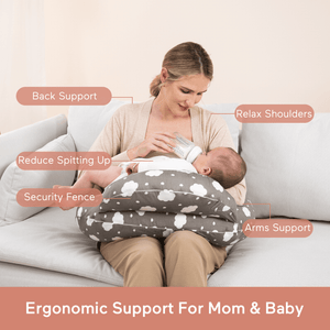 Momcozy Maternity Accessory Adjustable Nursing Pillow Grey & White - Maternity Pillow