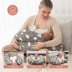 Momcozy Maternity Accessory Adjustable Nursing Pillow Grey & White - Maternity Pillow