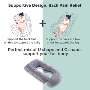 Momcozy Maternity Accessory G Shaped Cooling Fabric Pregnancy Pillow Grey - MCMYZ01 - NA00NB