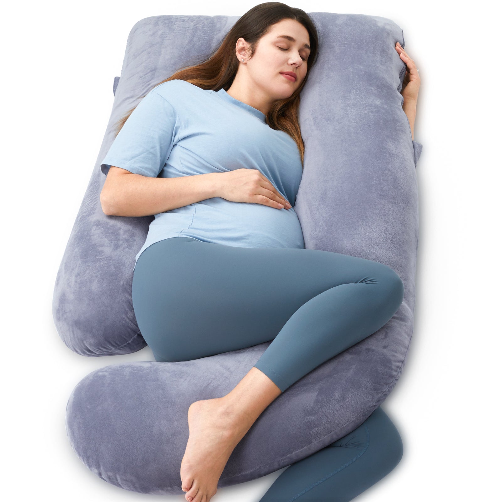 Momcozy Maternity Accessory G Shaped Cooling Fabric Pregnancy Pillow Grey - MCMYZ01 - NA00NB