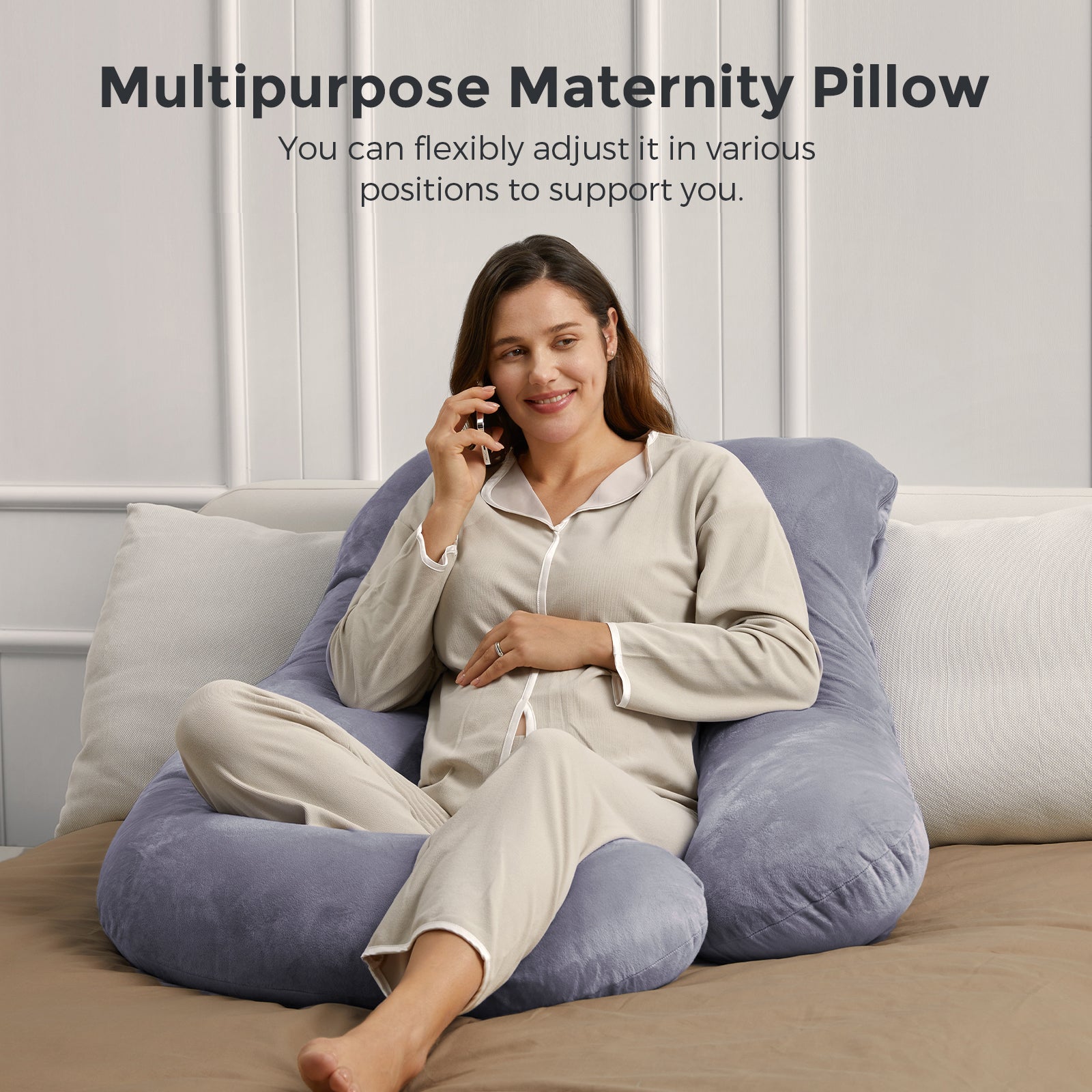 Momcozy Maternity Accessory G Shaped Cooling Fabric Pregnancy Pillow Grey - MCMYZ01 - NA00NB