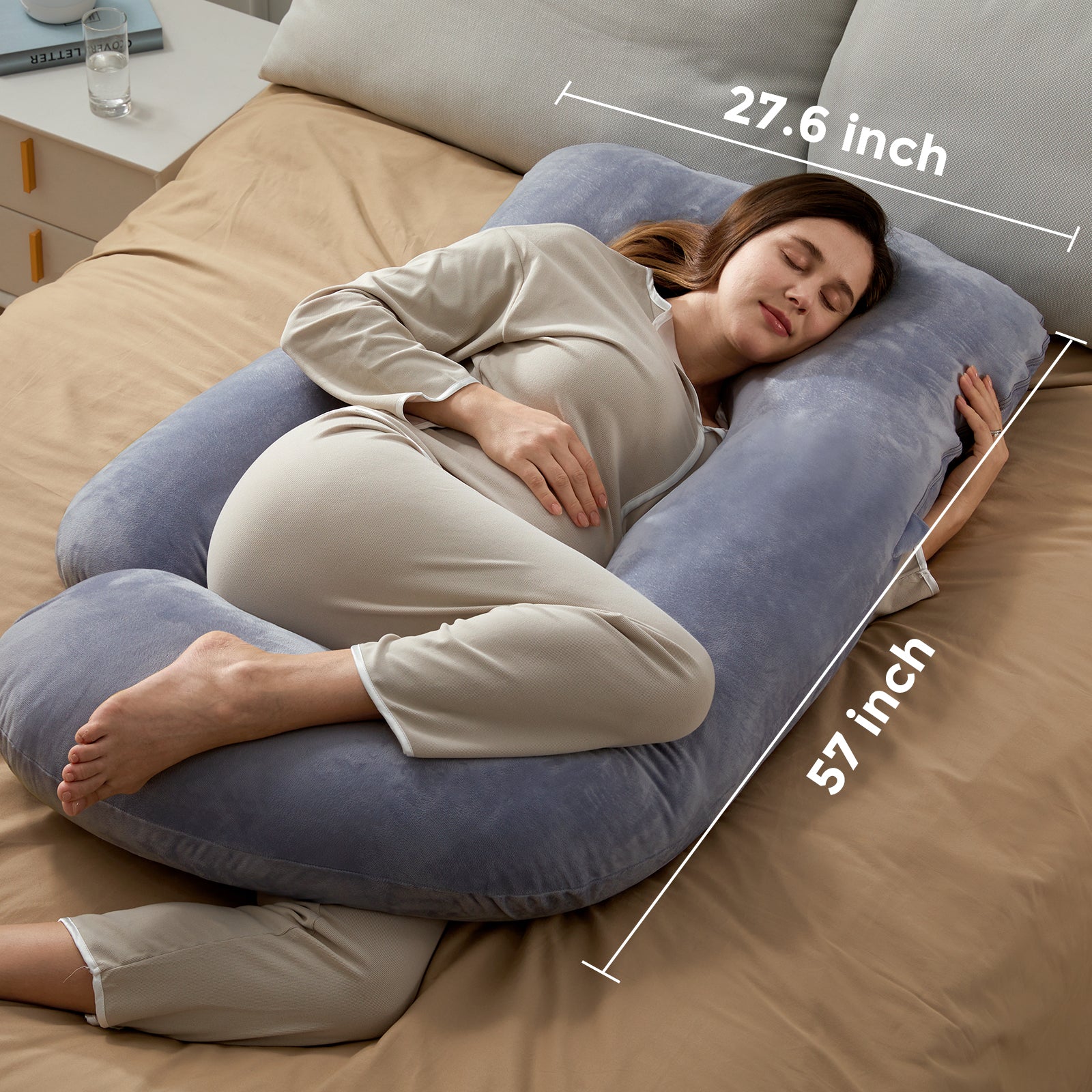Momcozy Maternity Accessory G Shaped Cooling Fabric Pregnancy Pillow Grey - MCMYZ01 - NA00NB