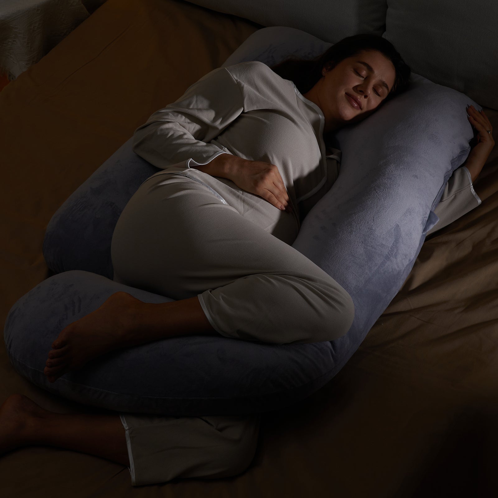 Momcozy Maternity Accessory G Shaped Cooling Fabric Pregnancy Pillow Grey - MCMYZ01 - NA00NB