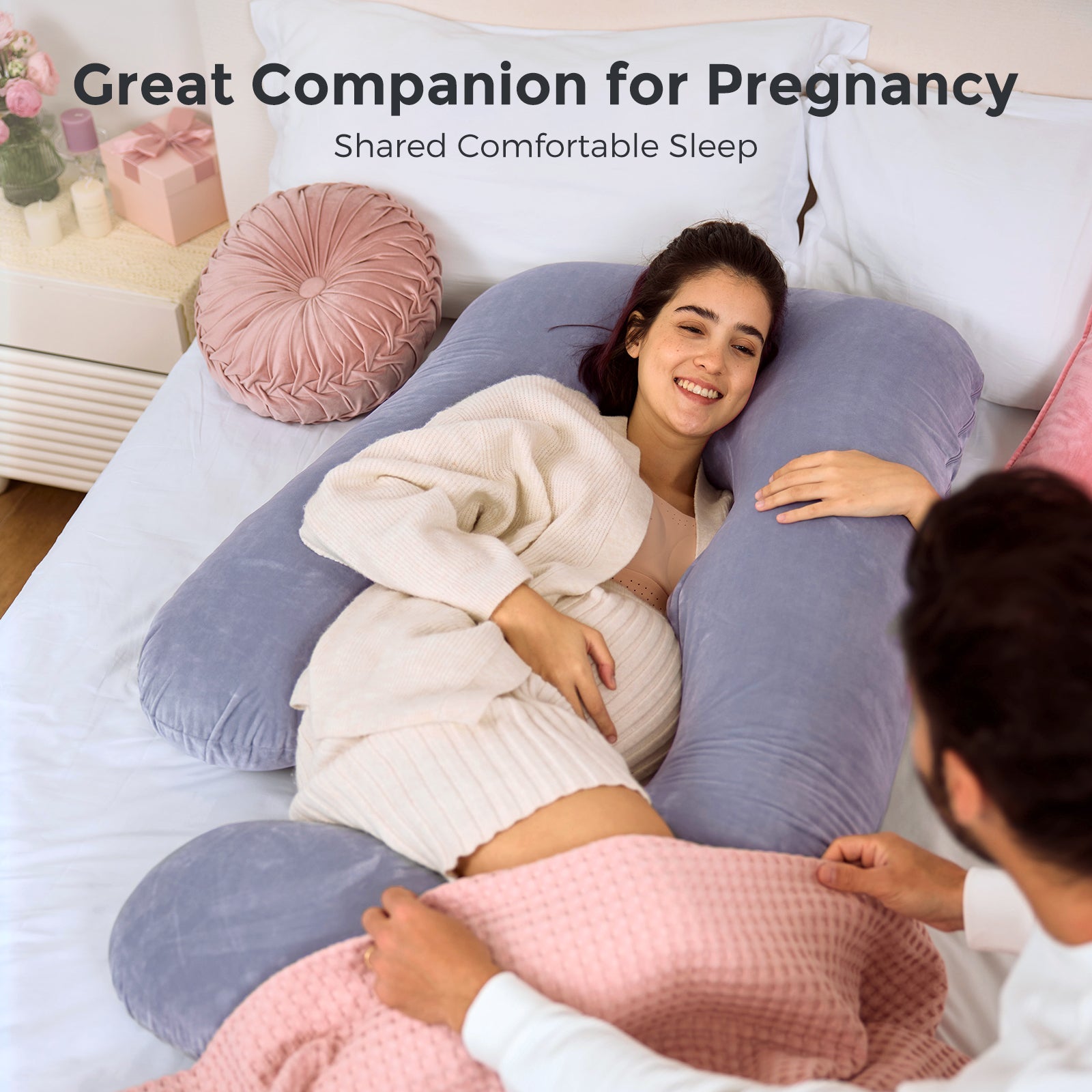 Momcozy Maternity Accessory G Shaped Cooling Fabric Pregnancy Pillow Grey - MCMYZ01 - NA00NB