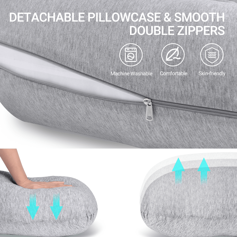 Momcozy Maternity Accessory J Shaped Maternity Body Pillow Grey - Maternity Pillow