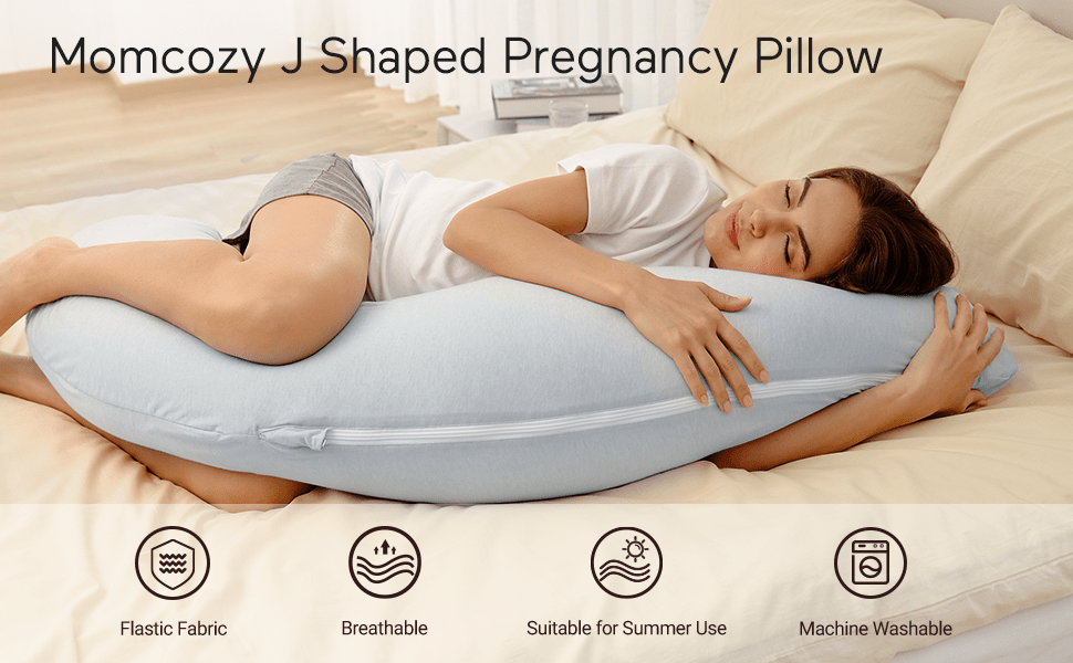 Momcozy Maternity Accessory J Shaped Maternity Body Pillow Grey - Maternity Pillow