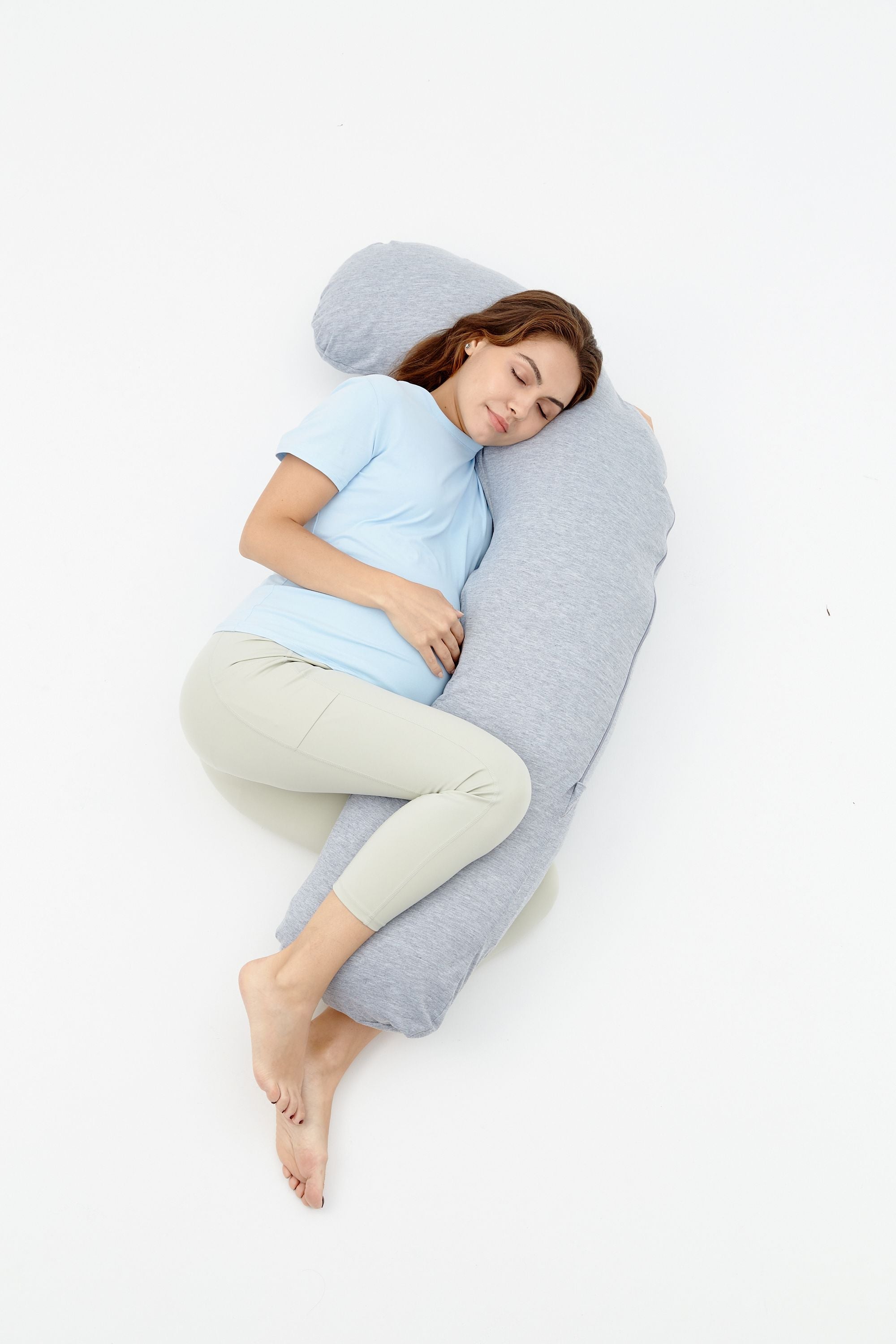 Momcozy Maternity Accessory J Shaped Maternity Body Pillow Grey - Maternity Pillow